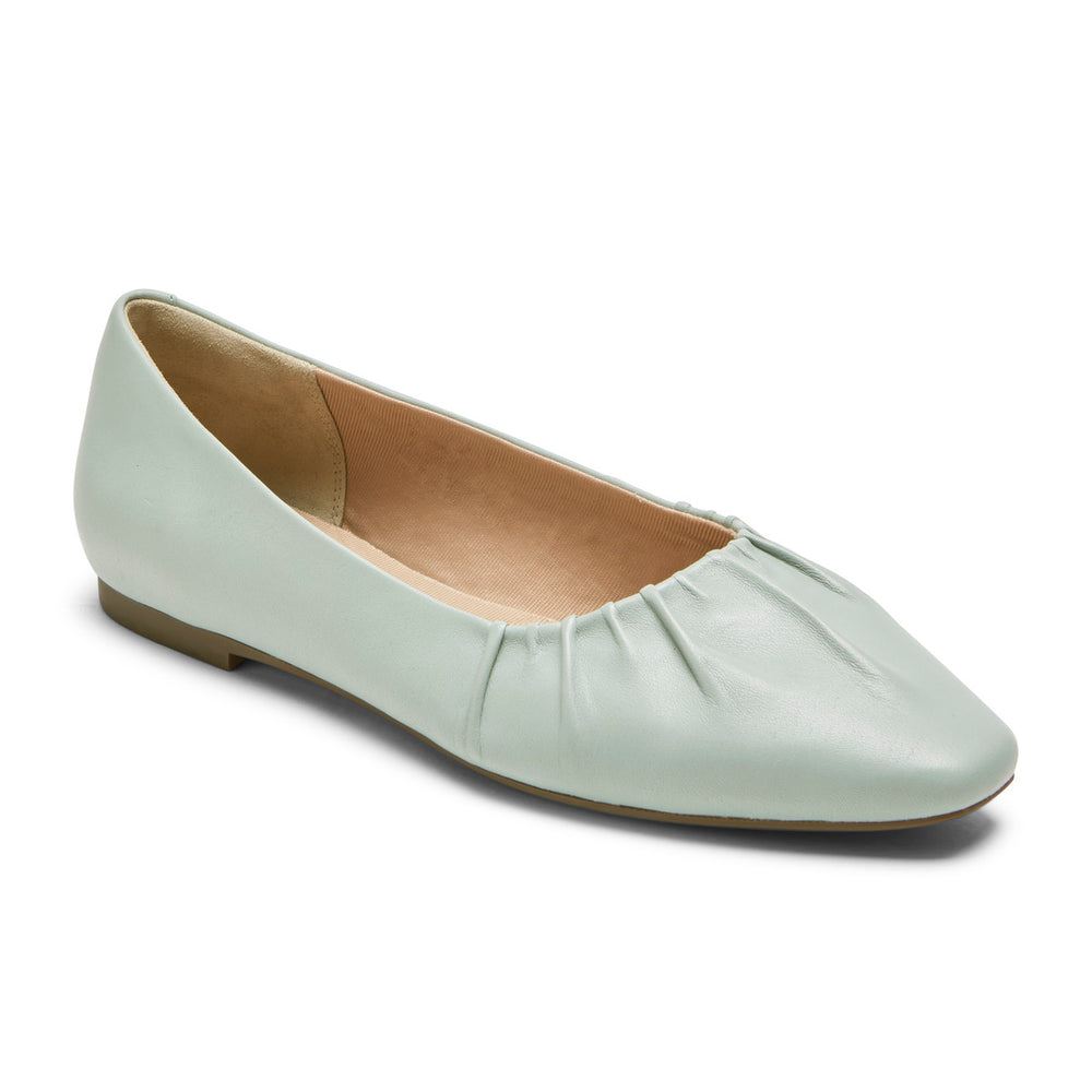Rockport Women Total Motion Laylani Gathered Flat - Jade | 4BY6dGjY
