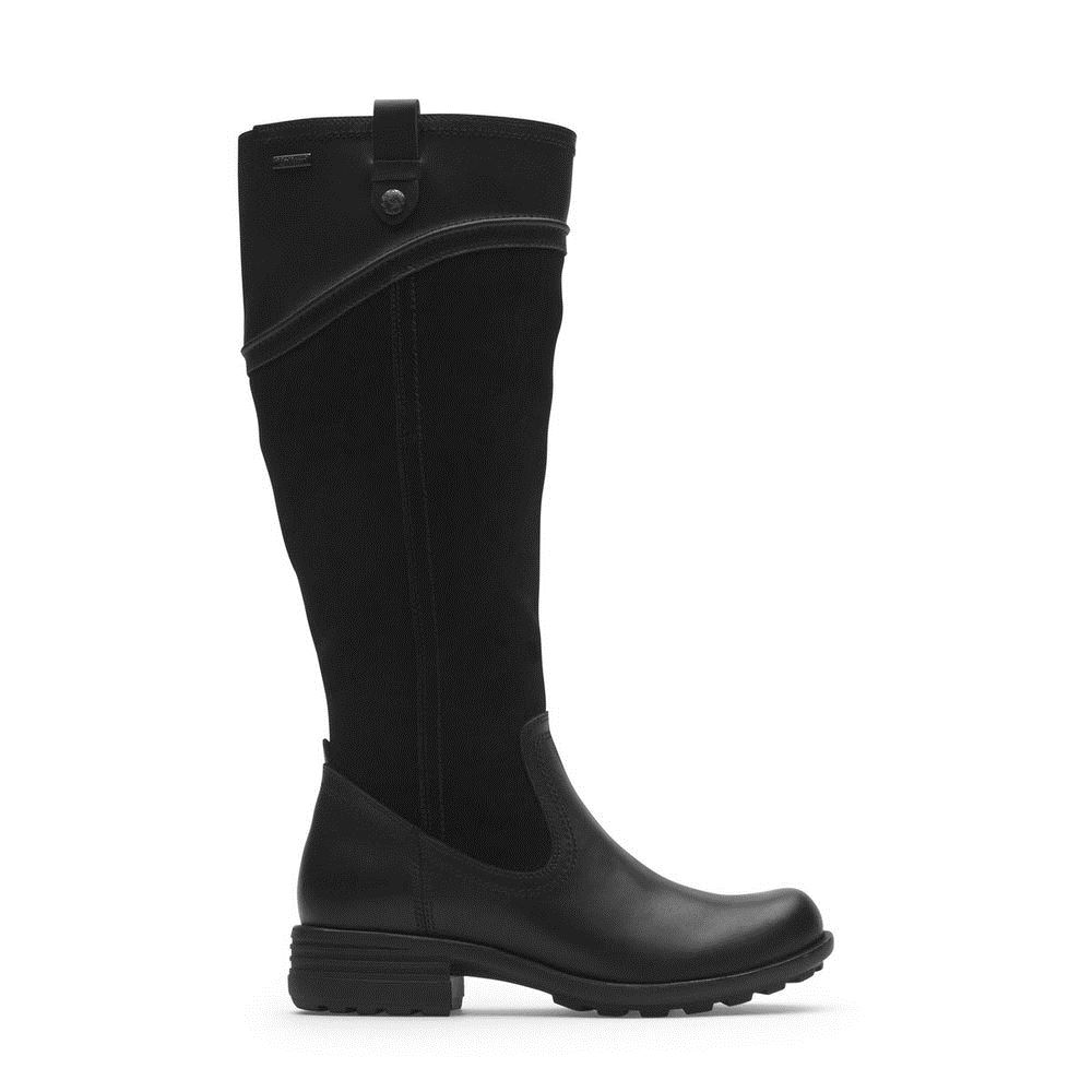 Cobb Hill Women Brunswick Wide Calf Tall Boot - Waterproof - Black | 5bTWH0XQ