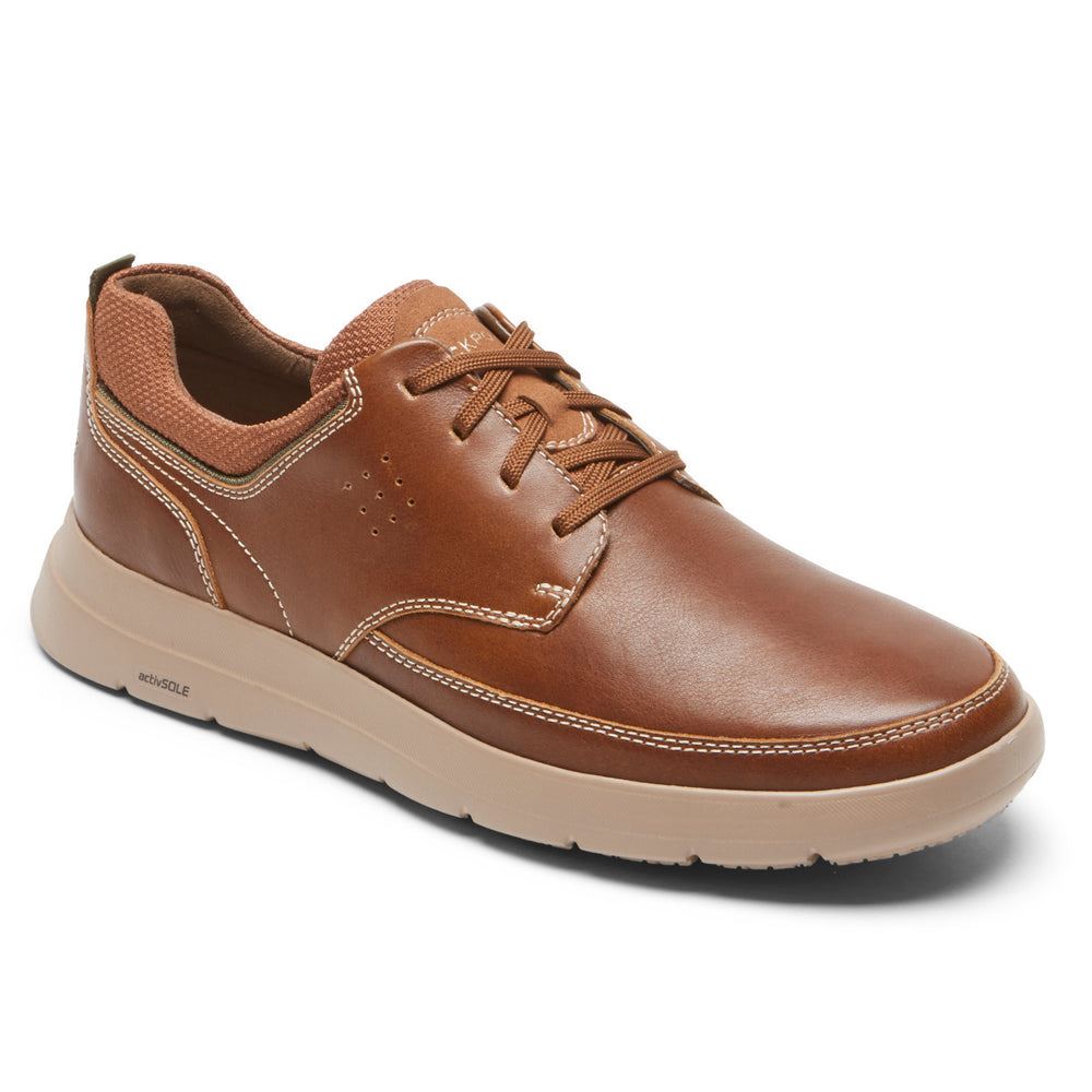 Rockport Men's truFLEX Cayden Plain Toe Sneaker - WOOD LEATHER | K9boOSzt