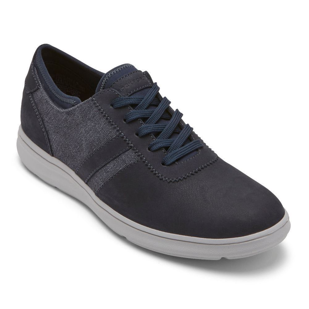 Rockport Men's Zaden 5-Eye Ubal Sneaker - NEW DRESS BLUES NUBUCK/CANVAS | MHi8H1UL