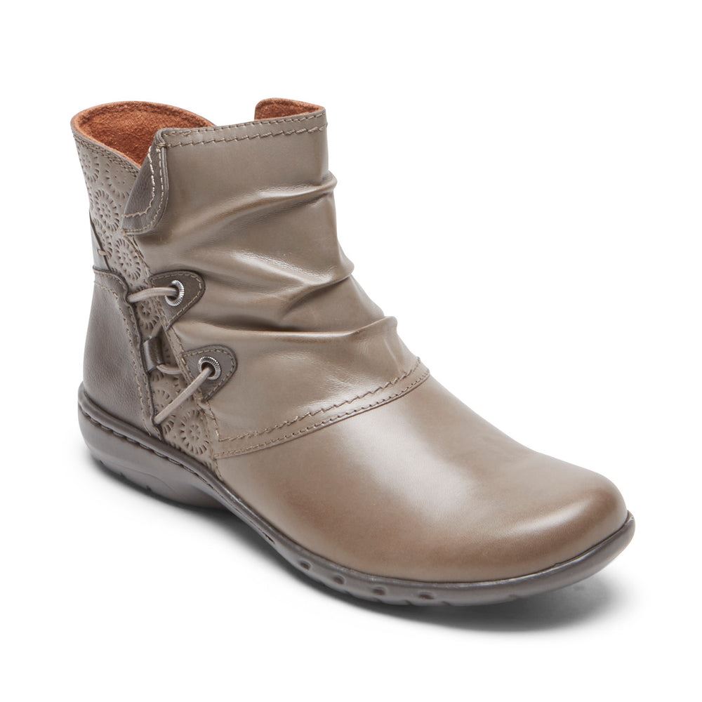 Cobb Hill Women Penfield Ruched Bootie - Taupe Grey | RULOOArj
