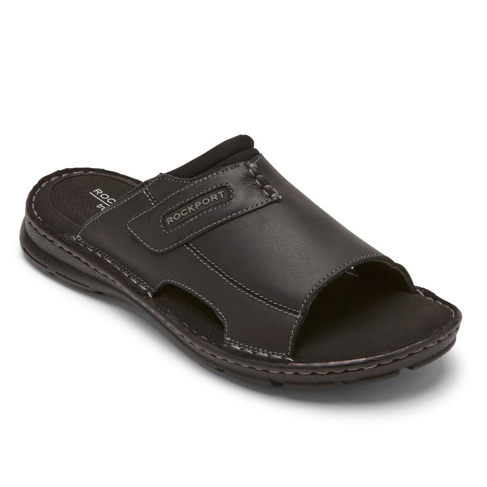 Rockport Men's Darwyn 2 Slide Sandal - BLACK LEA II | ZtEO4OkI