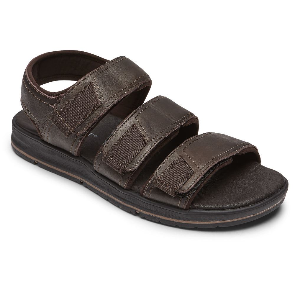 Rockport Men's Lucky Bay Dress 3-Band Sandal - BROWN | guO8ZQuW