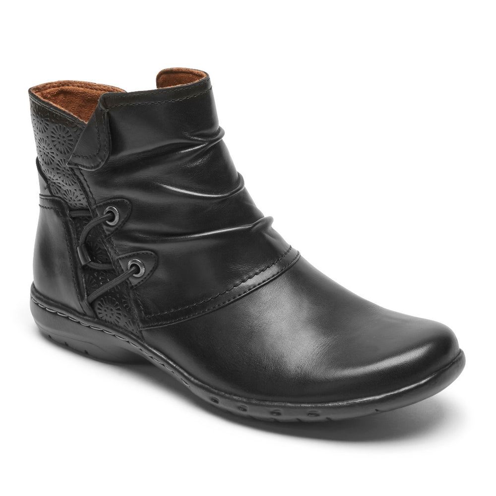 Cobb Hill Women's Penfield Ruched Boot - Black Leather | h9YrfDnb