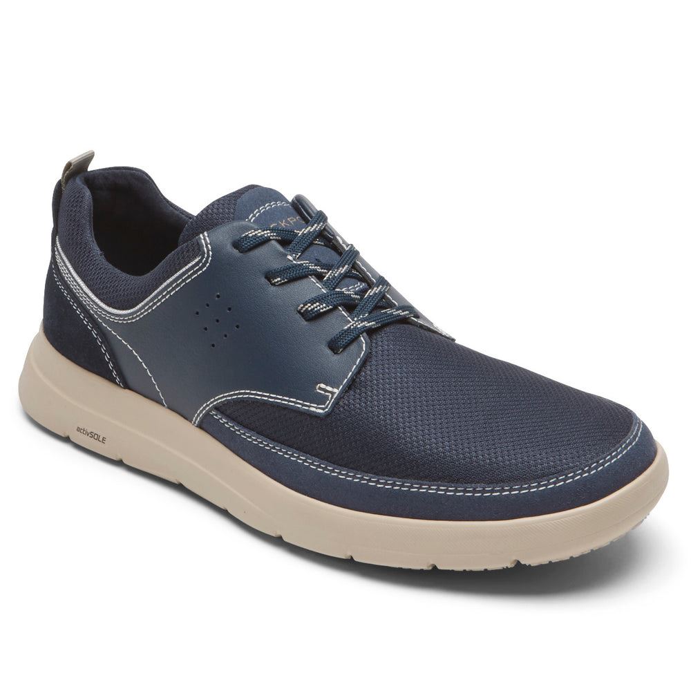 Rockport Men's truFLEX Cayden Plain Toe Sneaker - NEW DRESS BLUES LEATHER | m1pJeQPb