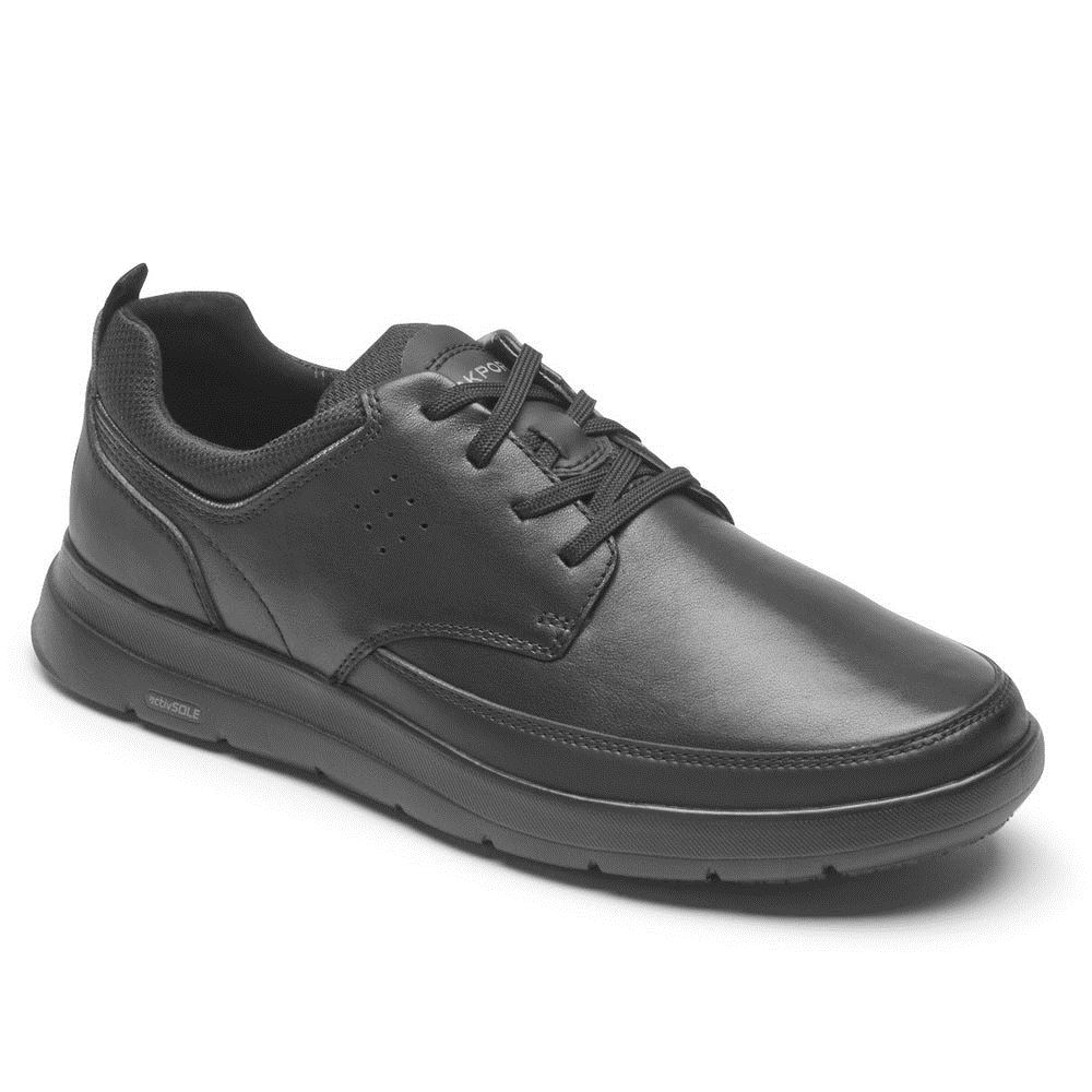 Rockport Men's truFLEX Cayden Plain Toe Sneaker - BLACK LEATHER | rfb9pxSr